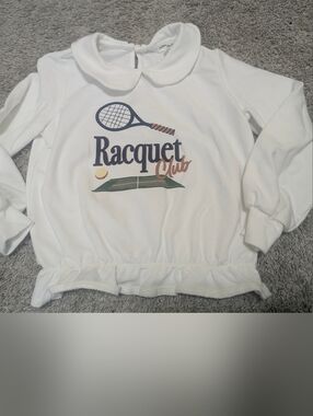 Miles The Label Girls' White 'Racquet Club' Graphic Sweatshirt